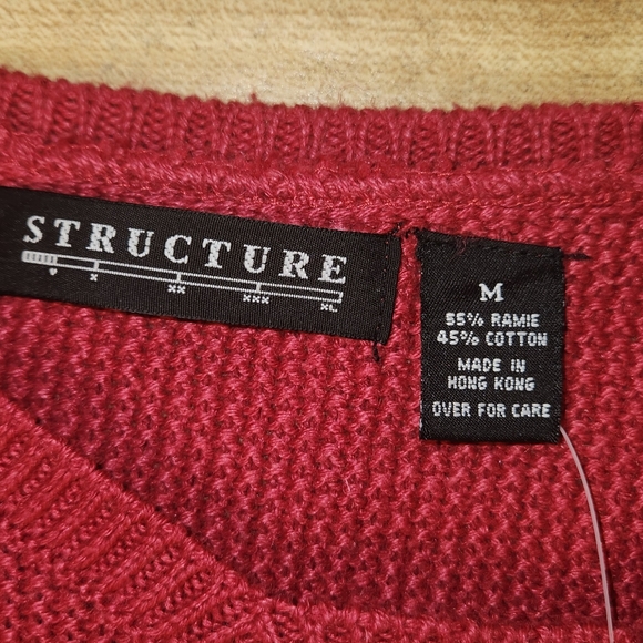 STRUCTURE Men’s V neck Sweater color Red, size M - Picture 3 of 8